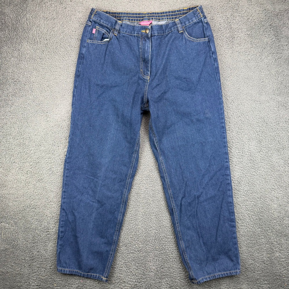 Woman Within Classic Fit Blue Cotton Denim Elastic Waist Jeans Plus Size 16W